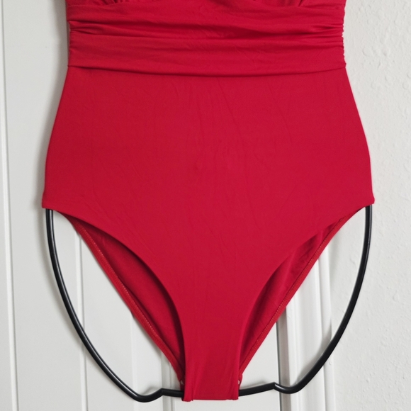 QINSEN Sexy V Neck One Piece Bathing Suit Cross Back High Waist Medium - Picture 8 of 10